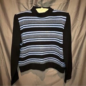 St. John Collection Black and blue striped pullover Size Large